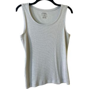 Chico’s The Ultimate Tee Sleeveless Tank Metallic Ribbed Knit Size 2